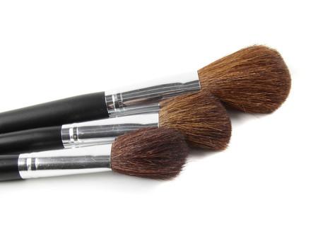 Cosmetic brushes isolated on white backgroundの写真素材