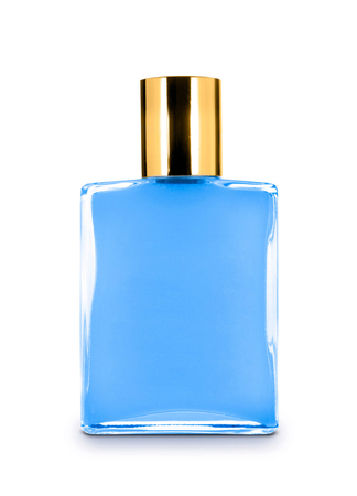 men's perfume in beautiful bottle isolated on whiteの写真素材