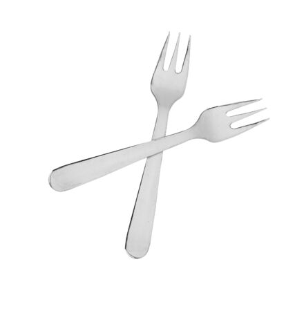two kitchen forks  isolatedの写真素材