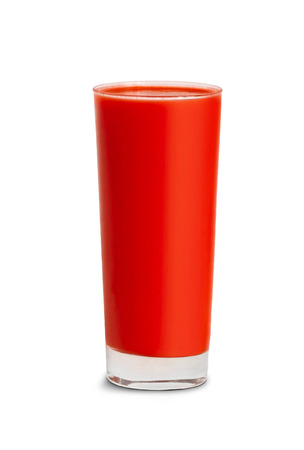 tomato juice in glass isolatedの写真素材