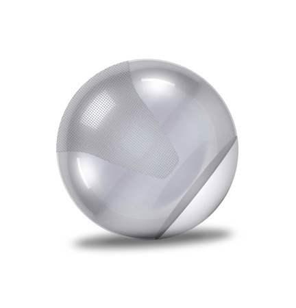 silver fitball isolated against a white backgroundの写真素材