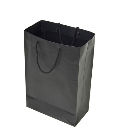 black empty shopping bag on whiteの写真素材