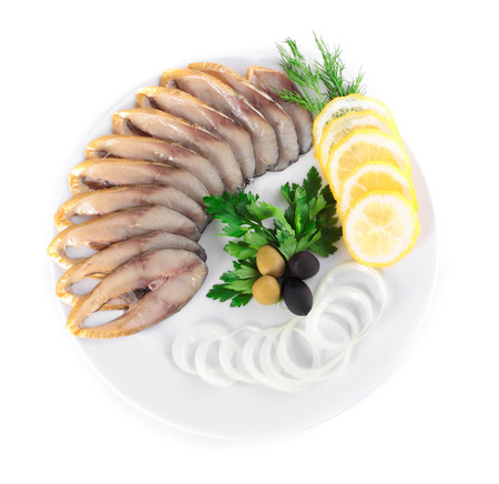 fish with vegetables,anion olivesの写真素材