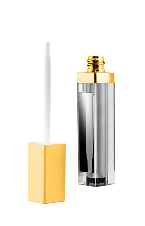 Bottle of nail polish with brush on white backgroundの写真素材
