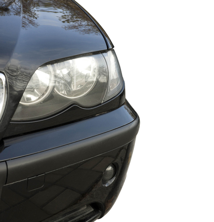 Front view of car light on whiteの写真素材