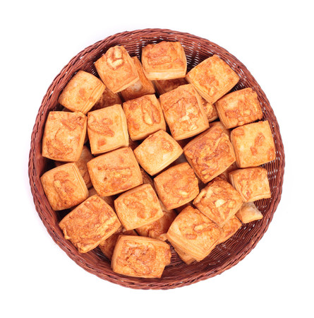 buns in basketの写真素材