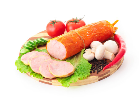 fresh chicken meat sausageの写真素材