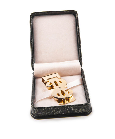 golden clip in boxの写真素材