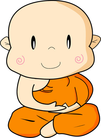 Little Monk in meditation actionのイラスト素材