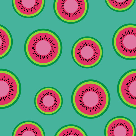 Watermelon seamless pattern on the light green background