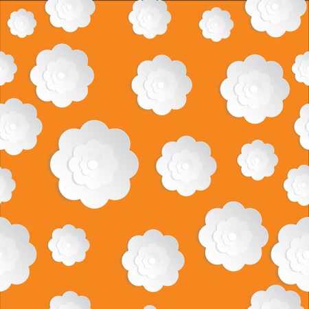 Flowers Paper cut on the Orange background.のイラスト素材