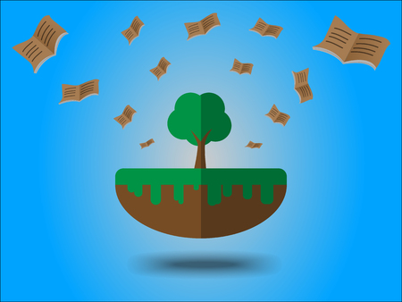 Paper saving energy for the earth, book flyingのイラスト素材