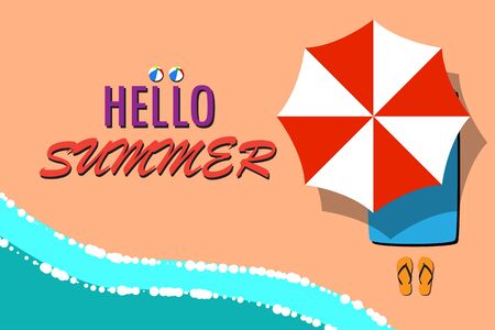 Hello summer with the beach messageの写真素材