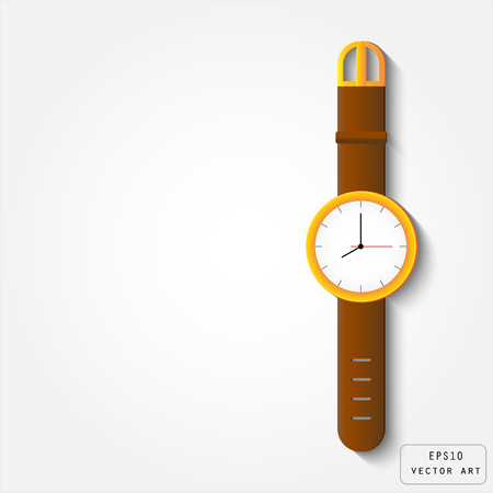 Gold watch with leather strapの写真素材