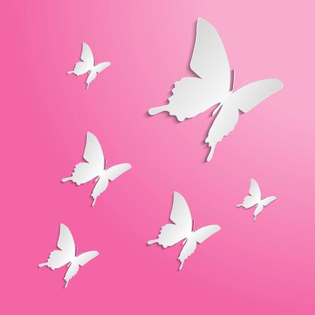 Butterflies Paper cut on the color backgroundの写真素材