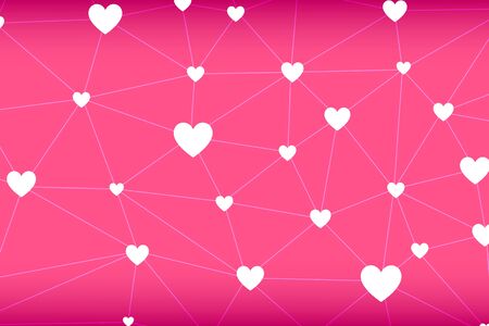 Heart-shape network abstract vector in pink backgroundの写真素材