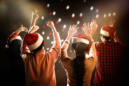 Christmas and New Year Party celebration. People and Holiday concept. Dancing and Celebrate themeの写真素材