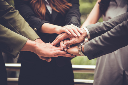 Business people Hands Assemble Corporate in Meeting and Teamwork concept. Group of teamwork and cooperation theme. together teamworkの写真素材