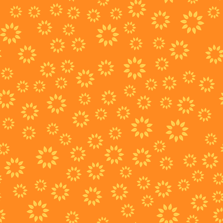 Seamless pattern background. Modern abstract and Classical antique concept. Geometric creative design stylish theme. Illustration vector. Orange and yellow tone color. Floral and Sun flower shapeのイラスト素材