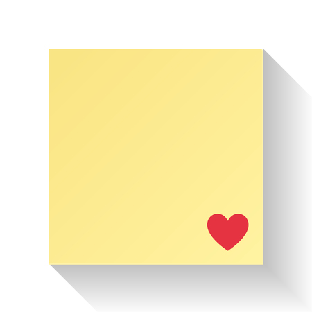 Love letter paper with red heart. Illustration vector. Valentines day and wedding concept. Note and Message theme. Abstract and invitation theme. White and yellow backgroundのイラスト素材