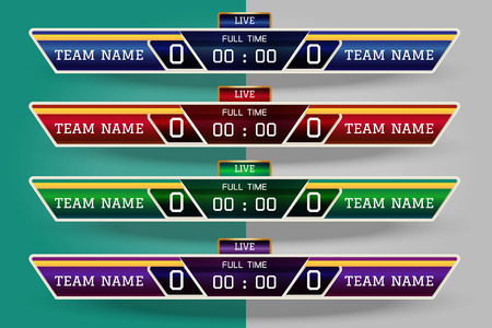 Scoreboard Digital Screen Graphic Template for Broadcasting of soccer, football or futsal, illustration vector design template for soccer league match. EPS10 vector file designのイラスト素材