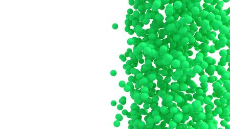 Green balloons floating on white isolated background. Decoration and Celebration party concept. Saint Patrick's day and Funny event theme. 3D illustrationの写真素材
