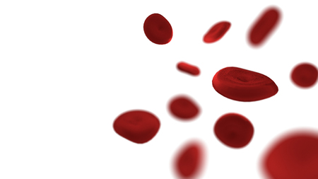 Red blood cells on isolated white background. Medical and Healthcare concept. Hemoglobin and Part of body theme. Anatomy theme. 3D illustrationの写真素材