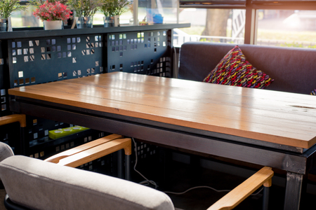 Coffee shop table with armchairs. Object and decoration concept. Interior and relaxation theme.の写真素材