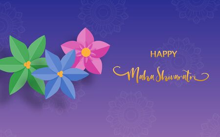 Happy Maha Shivaratri or Night of Shiva festival holiday with flower. Traditional event theme.のイラスト素材