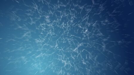 Abstract blue blurred geometry wireframe network and connecting dot in space on blue background. Security of futuristics computer and science concept. Abstract technology concept. 4K graphic designの写真素材