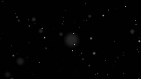 Winter Snow falling from sky top. Snow isolated on black background for motion graphics composing elements. Random snowy size turbulance in air and storm. Isolated snow snowflakes. 3D illustrationの写真素材