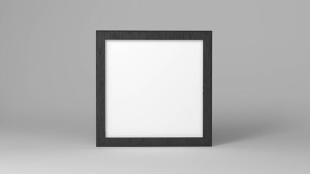 White square shape photo frame mockup on dark grey background. Branding presentation template print cover. Minimalism and interior theme. 3D illustration renderingの写真素材
