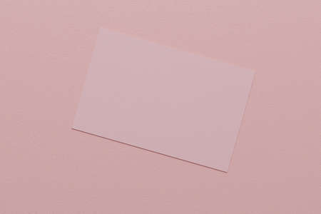 Pink pastel business card paper mockup template with blank space cover for insert company logo or...