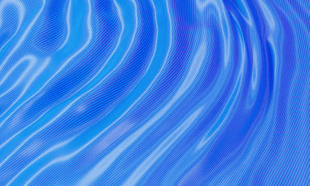 Blue glossy silk wavy awning background. Abstract and decorate wallpaper concept. 3D illustration renderingの写真素材
