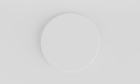 Top view white minimal circular product podium background. Abstract and object concept. 3D illustration renderingの写真素材
