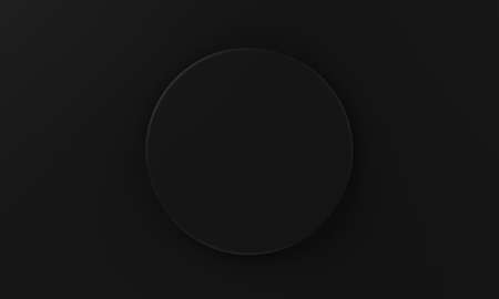 Top view black minimal circular product podium background. Abstract and object concept. 3D illustration renderingの写真素材