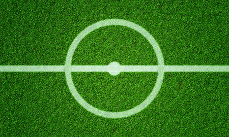Soccer field in football stadium with line grass pattern. Sport background and athletic wallpaper concept. 3D illustration renderingの写真素材