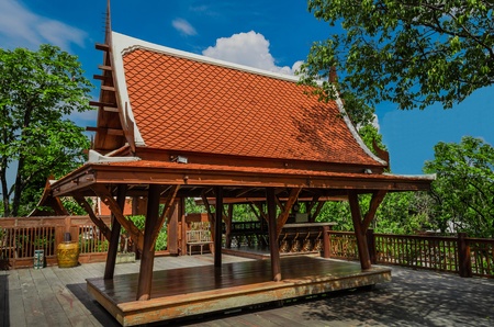 pavilion wood in home thai の写真素材