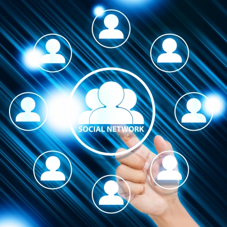 hand pressing Social network iconの写真素材