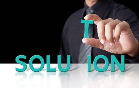 Businessman and word Solutionの写真素材
