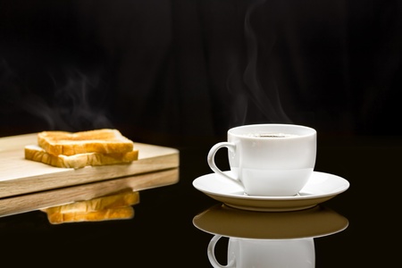 Cup of coffee and breads