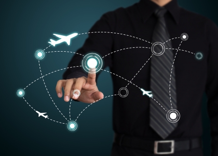 Air travel  Airplanes on their destination routesの写真素材