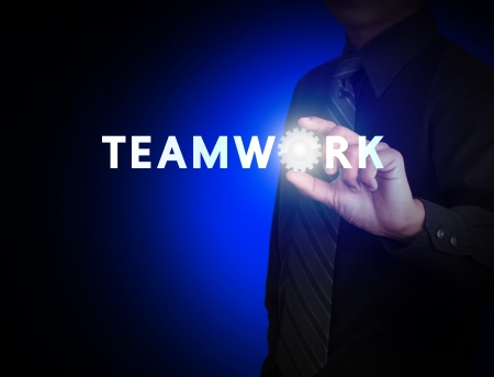 Hand and word Teamwork with gearの写真素材