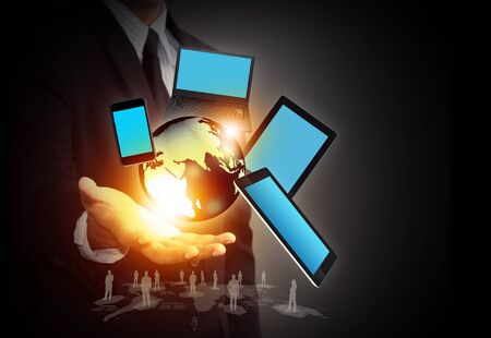 Wireless technology and social media networkの写真素材