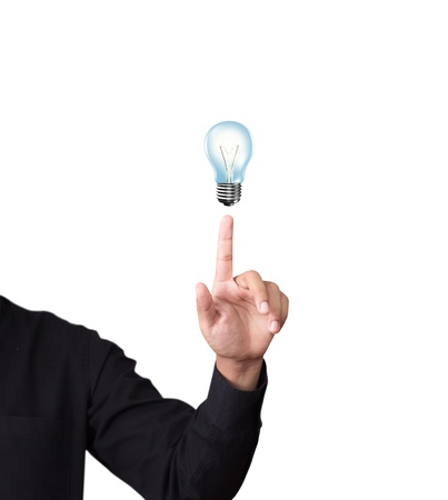 Light bulb in male handの写真素材