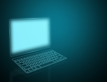 Hi technology computer with wireless keyboardの写真素材