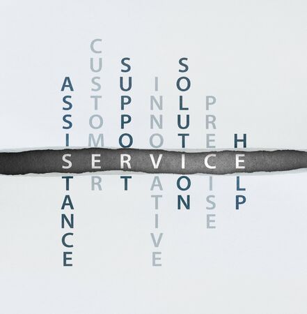 Service concept which consists of assistance, customer, support, innovative, solution, precise, helpの写真素材