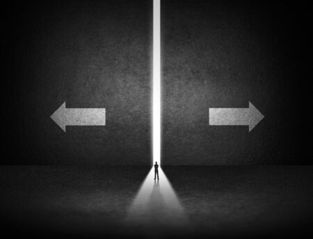 Concept of important choices of a businessman, Choose between three different choices indicatedの写真素材
