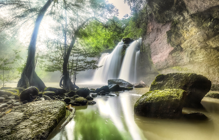 waterfall in forest, Thailandの写真素材