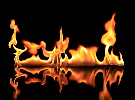 Fire on black background, hot, heat